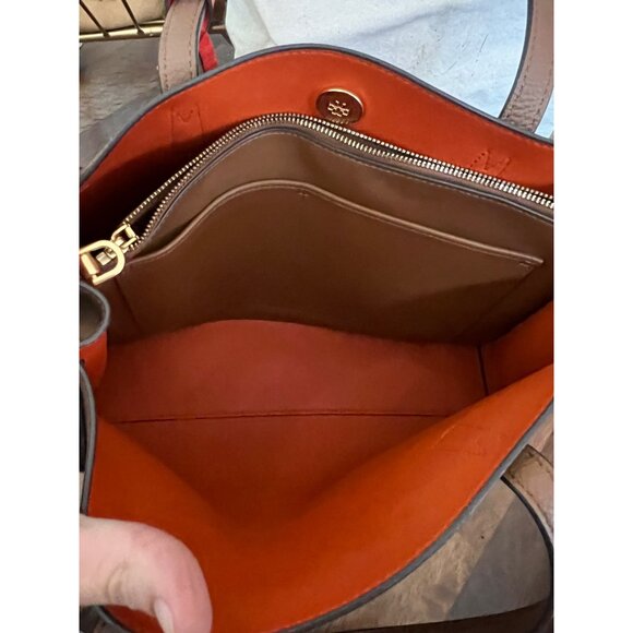 Tory Burch Brown Leather Large Walker Tote with Detachable Strap - Picture 9 of 13